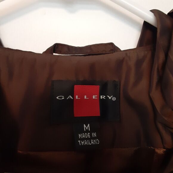 Vtg Gallery Jacket Womens M Brown Button Up Coat Lightweight Hooded - Picture 3 of 9